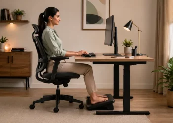 Healthy habits for desk workers using a comfortable workstation