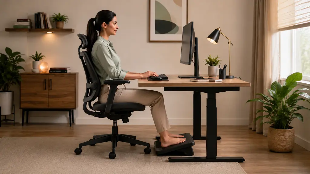 Healthy habits for desk workers using a comfortable workstation